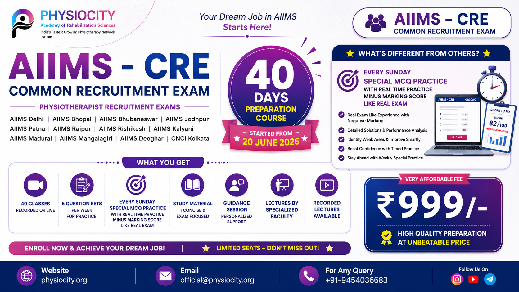 🚨 AIIMS-CRE 2026 Physiotherapist Recruitment Exam Preparation 🚨